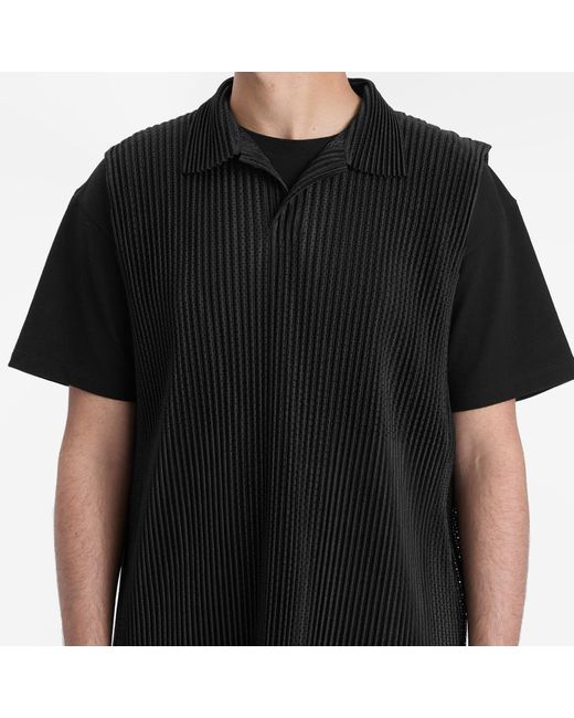 Homme Plissé Issey Miyake Black Pleated Mesh Vest for men