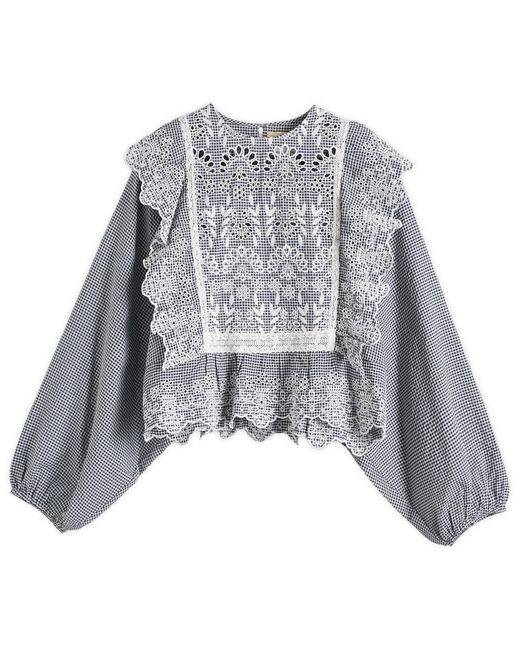 Weekend by Maxmara Gray Orazio Frill Long Sleeve Blouse