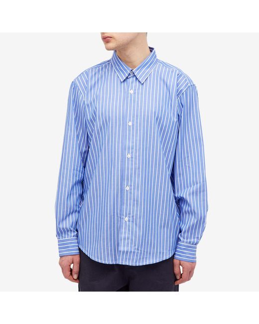 Pop Trading Co. Blue Logo Striped Shirt for men