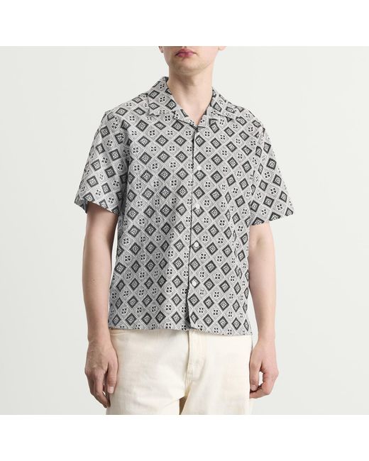 Wax London Gray Didcot Tile Print Vacation Shirt for men