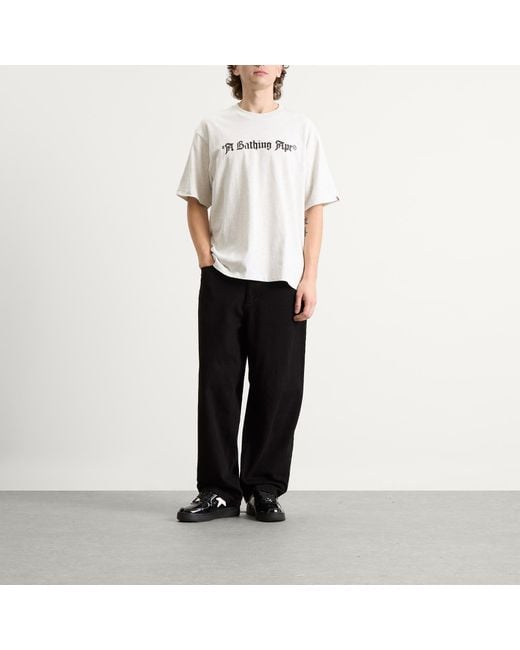 A Bathing Ape White Gothic Logo T-Shirt for men