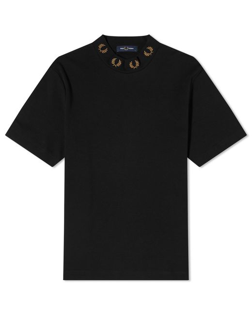 Fred Perry Black Laurel Wreath High Neck T-Shirt for men