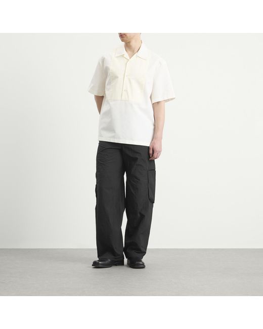 Jil Sander White Boxy Fit Bowling Contrast Colour Shirt for men