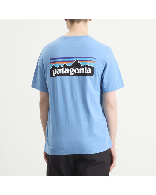 Patagonia Blue P-6 Logo T-Shirt for men