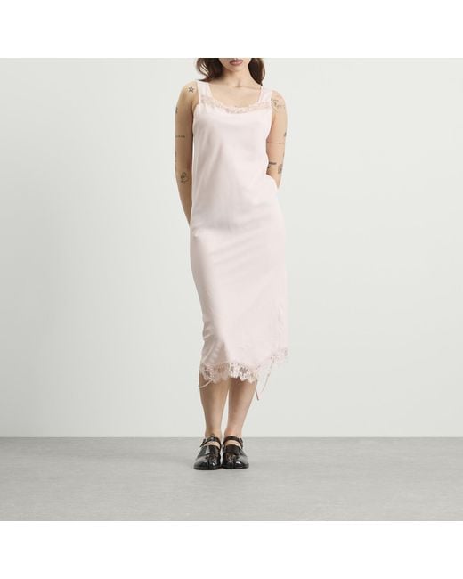 Maison Margiela Pink Mm6 Lace Cami Midi Dress
