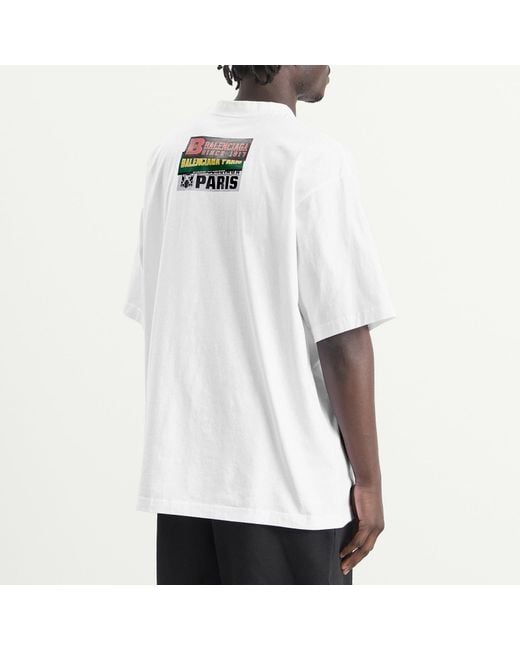 Balenciaga White Bumper Stickers T-Shirt for men