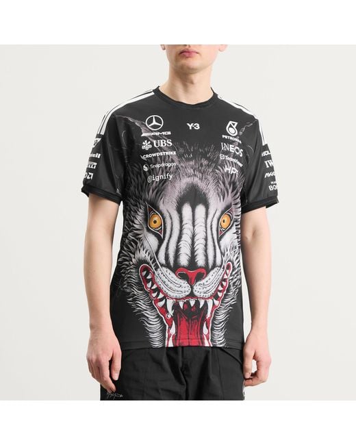 Y-3 Black X Mercedes F1 Driver Short Sleeve Jersey for men