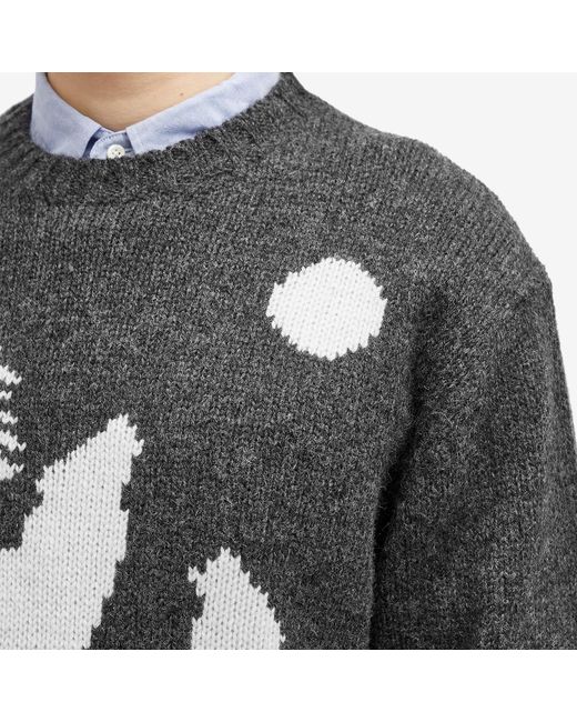 Beams Plus Gray Intarsia Wolf Jumper for men