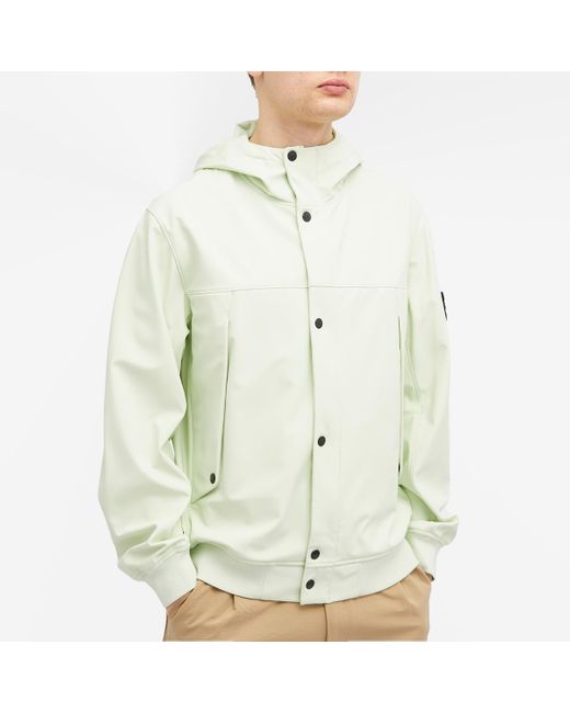 Stone Island White Soft Shell-R Hooded Jacket for men