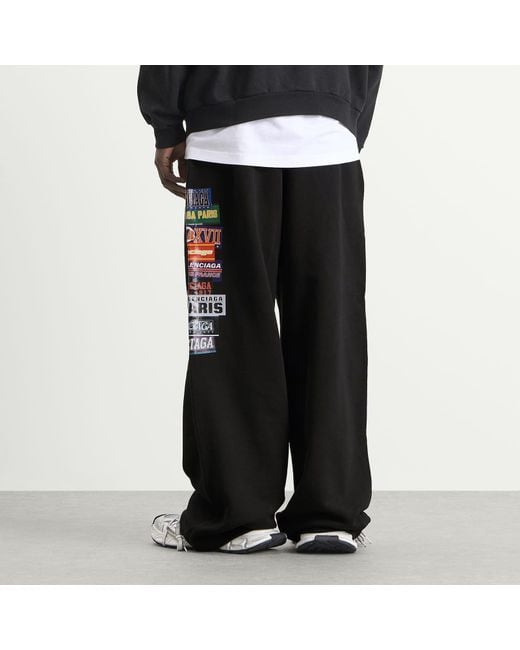 Balenciaga Black Baggy Bumper Stickers Sweatpants for men