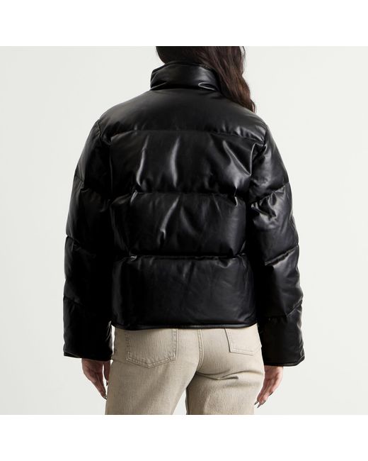 NOTHING WRITTEN Black Lambskin Leather Puffer