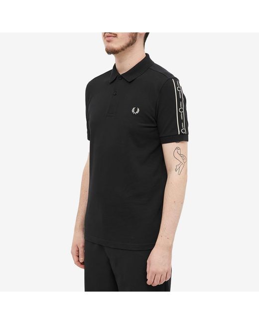 Fred Perry Taped Sleeve Polo Shirt in Black for Men | Lyst Canada