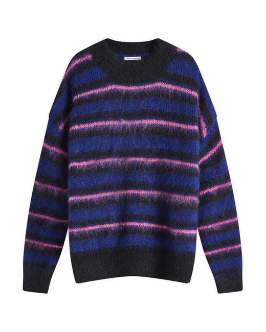 Uniform Experiment Blue Brushed Mohair Border Knit for men