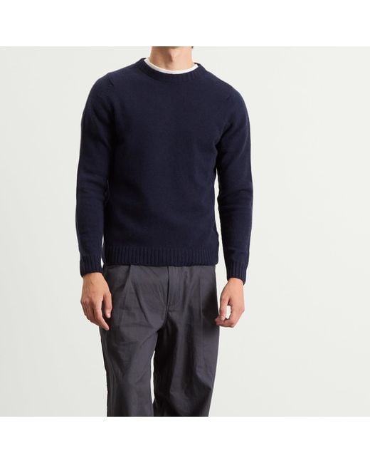 John Smedley Blue Norfolk Cashmere Crew Neck Jumper for men