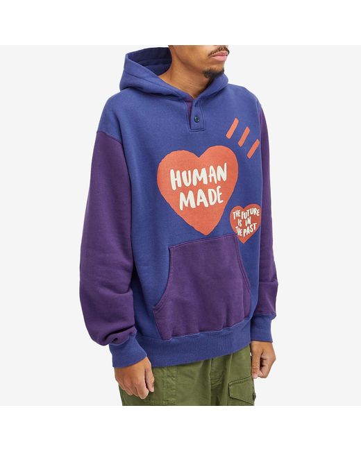 Human Made Blue Colorblock Hoodie for men