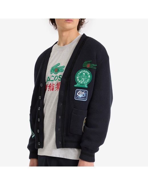 Lacoste Blue X Clot Reversible Patch Cardigan for men