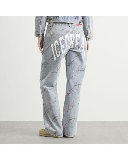 ICECREAM Blue Sakura Denim Pants