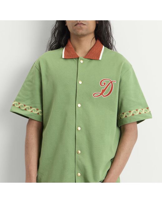 Drole de Monsieur Green Embroidered Sport Shirt for men