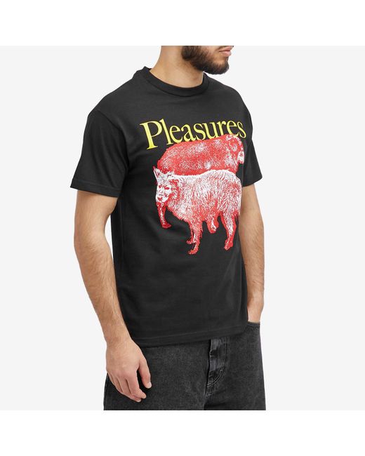 Pleasures Black Wet Dogs T-Shirt for men