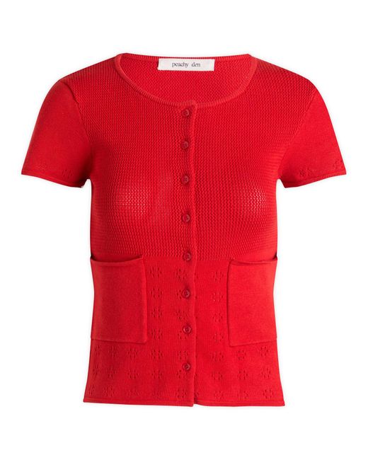 Peachy Den Red Marie Knit Polo Top