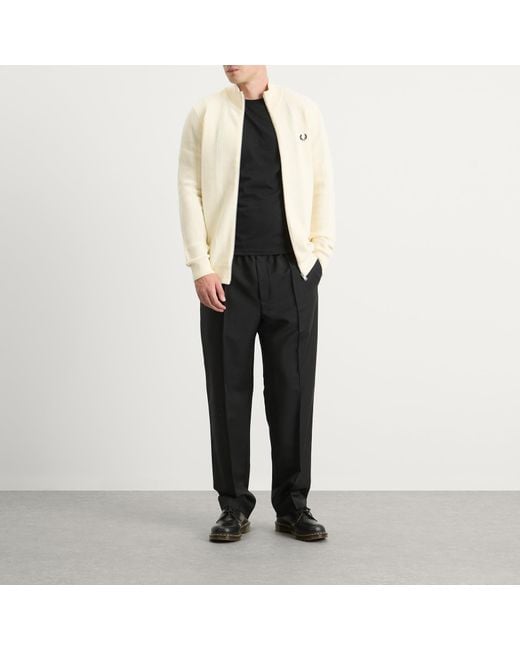 Fred Perry Natural Textured Zip Through Cardigan for men