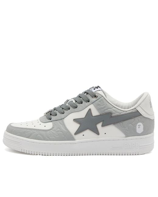 A Bathing Ape Gray Bape Sta Nubuck Camo Sneakers for men
