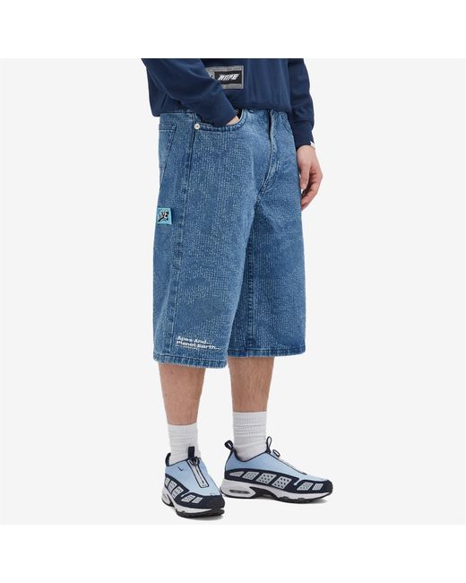 Aape By A Bathing Ape Blue Aape Jacquard Denim Shorts for men