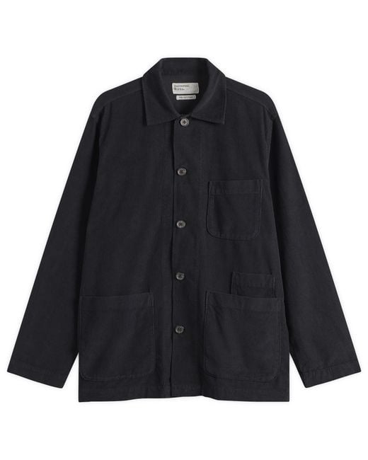 Universal Works Black Fine Cord Bakers Overshirt for men