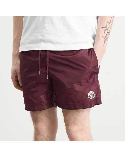 Moncler Red Nylon Swim Shorts for men
