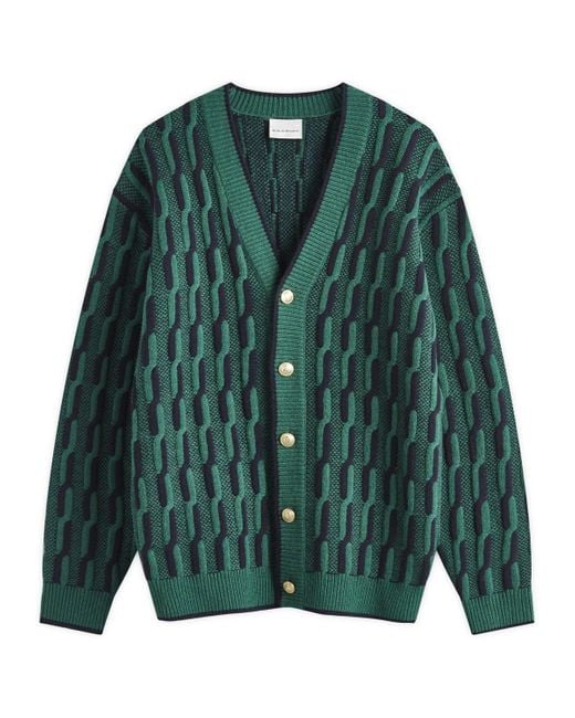 Drole de Monsieur Green Geometric Cardigan for men