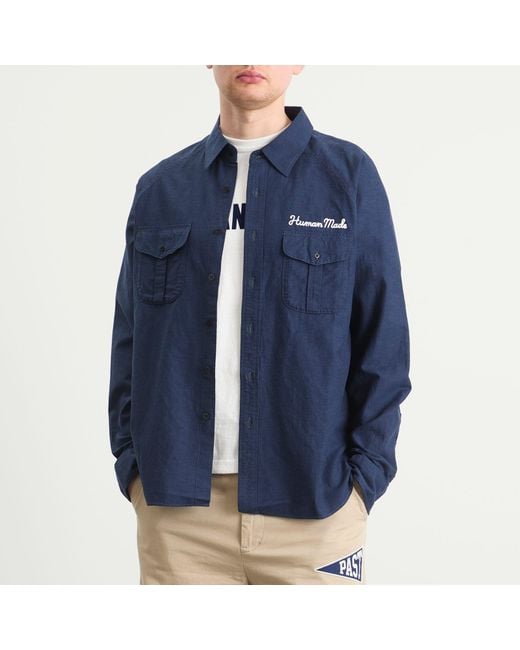 Human Made Blue Dog Overalls Work Shirt for men