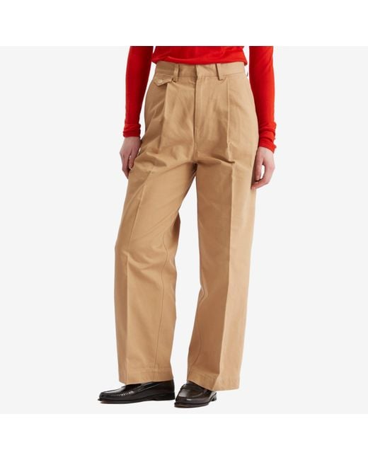 AURALEE Washed Finx Chino One-Tuck Pants in Natural | Lyst UK