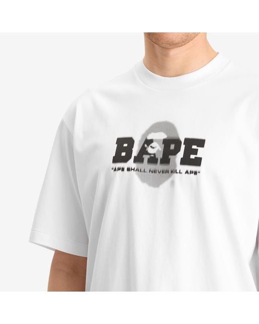 A Bathing Ape White Graffiti Logo Relaxed Fit Tee for men