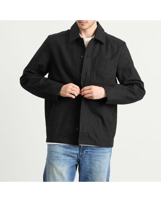 A.P.C. Black Jeffray Herringbone Cotton Shirt Jacket for men
