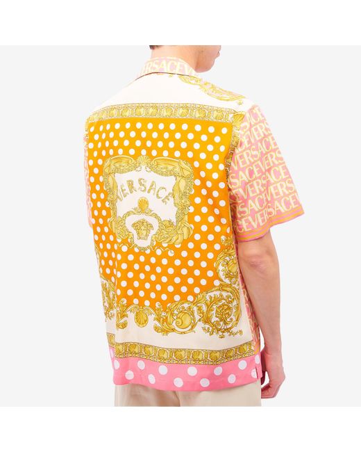 Versace Pink All Over Print Vacation Shirt for men