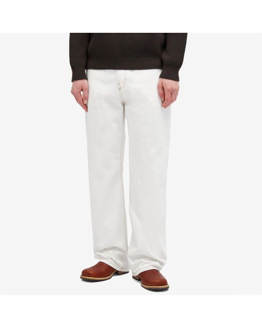 Jacquemus White Droit Large Tab Denim Jeans for men