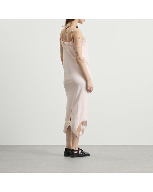 Maison Margiela Pink Mm6 Lace Cami Midi Dress