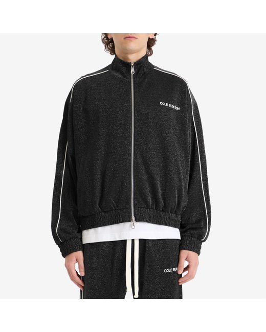 Cole Buxton Black Glitter Piped Track Jacket for men