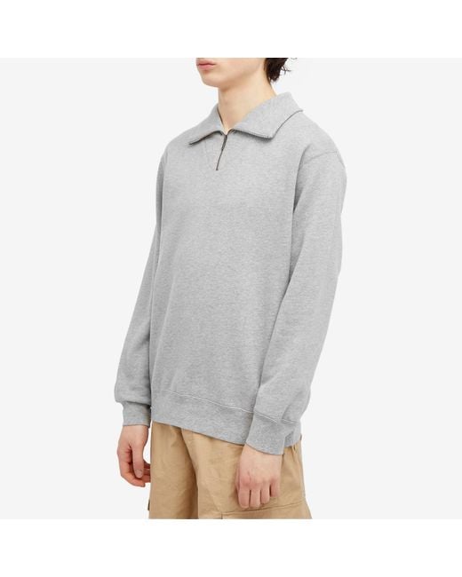 Beams Plus Gray Half Zip Sweatshirt for men