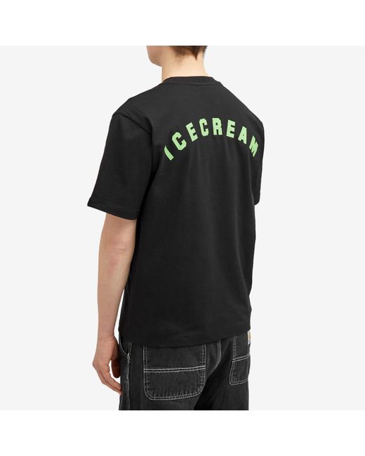 ICECREAM Black Team Eu Skate Cone T-Shirt for men