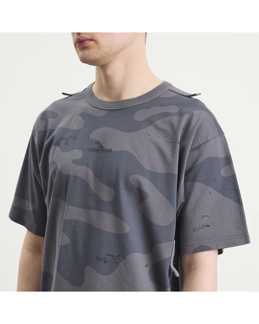 Stone Island Gray Camouflage T-Shirt for men