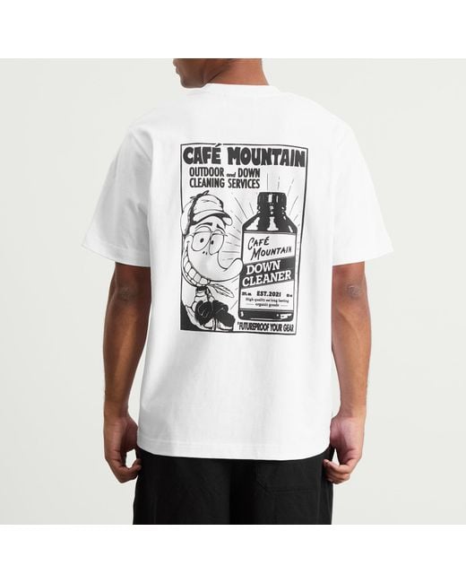 Cafe Mountain White Down Cleaning Duck T-Shirt for men