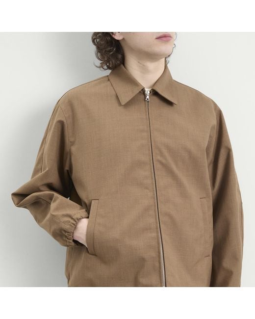 Auralee Green Bonded Tropical Wool Zip Blouson for men
