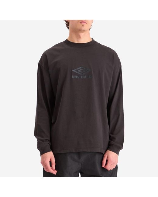 ★UMBRO★ UMBRO X SLAM JAM Punching Long Sleeve T-Shirt Blac Umbro by Slam Jam Og Logo Long Sleeve T-Shirt in Black for