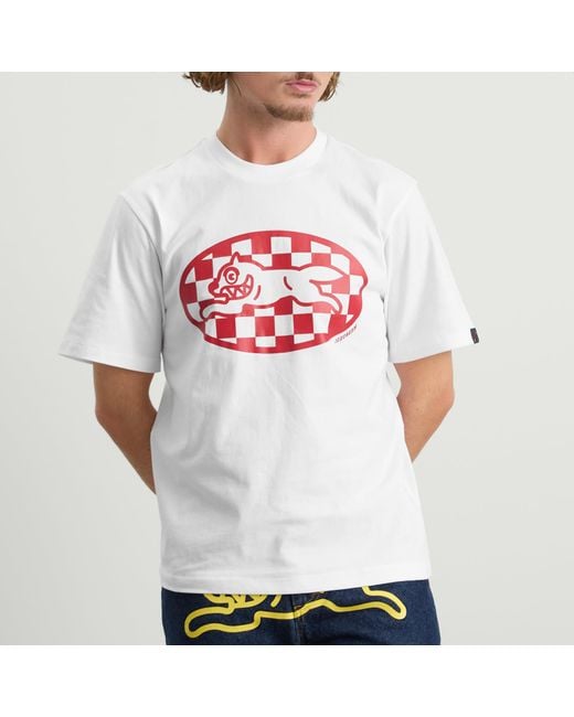 ICECREAM White Checker Running Dog T-Shirt for men