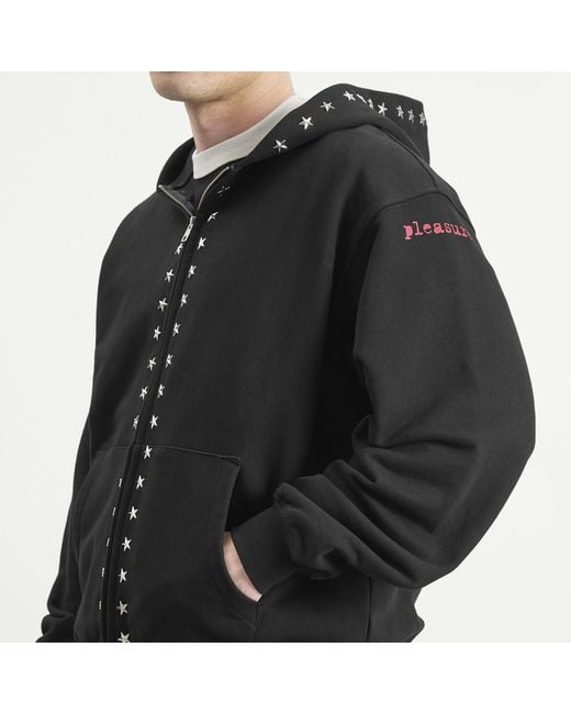 Pleasures Black X Zero Dane Studded Hoodie for men