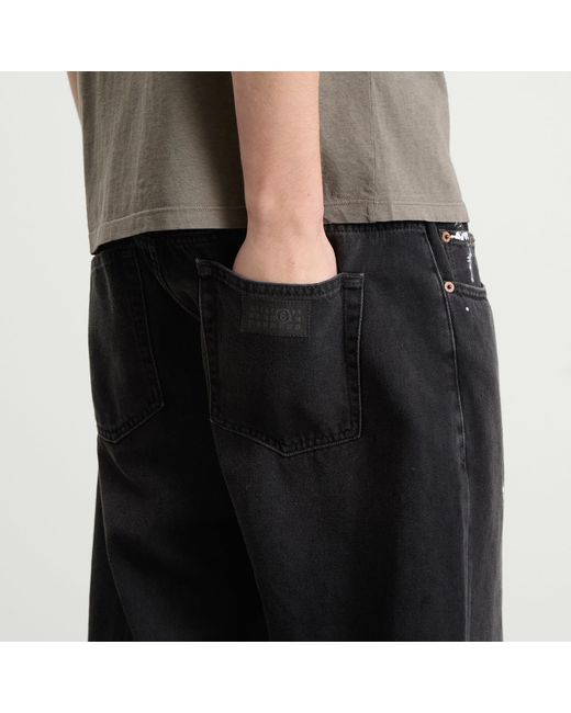 Maison Margiela Black Mm6 Relaxed Straight Leg Elasticated Jeans for men