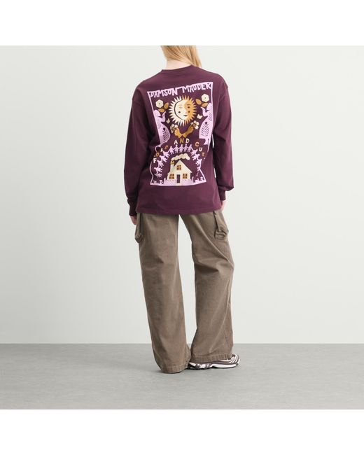 Damson Madder Purple Paper Cut Gals Long Sleeve T-Shirt