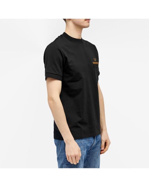 Fred Perry Black Loopback Jersey Pocket T-Shirt for men