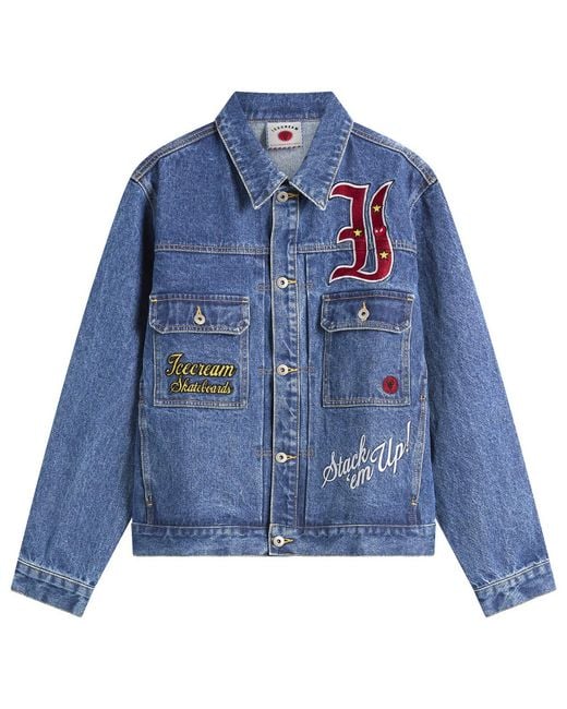ICECREAM Blue Mascot Denim Trucker Jacket for men